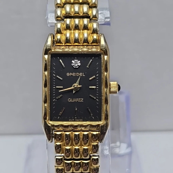 Vintage Womens Speidel Diamond Quartz Watch Stretch Bracelet New Battery Dainty - Picture 1 of 8